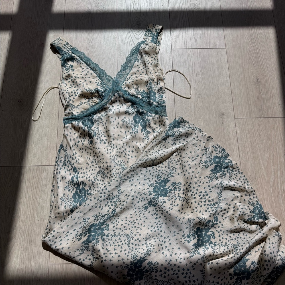 Azura Teal and Cream Floral Dress